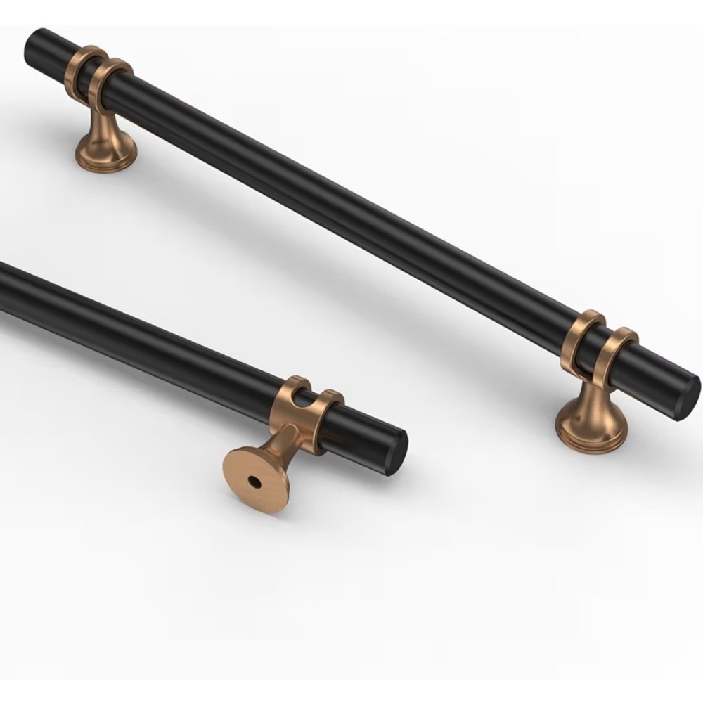 Asidrama 10 / 7” hole center Champagne Bronze / Matte Black Cabinet Pull Handle - Picture 4 of 9